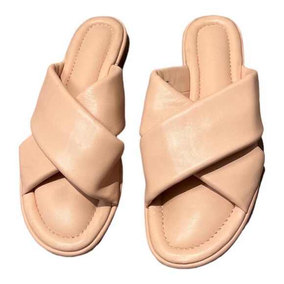 J. CREW Shoes Women's 8.5 Pink Sandal Menorca Padded Cross-Strap BE789 Open Toe